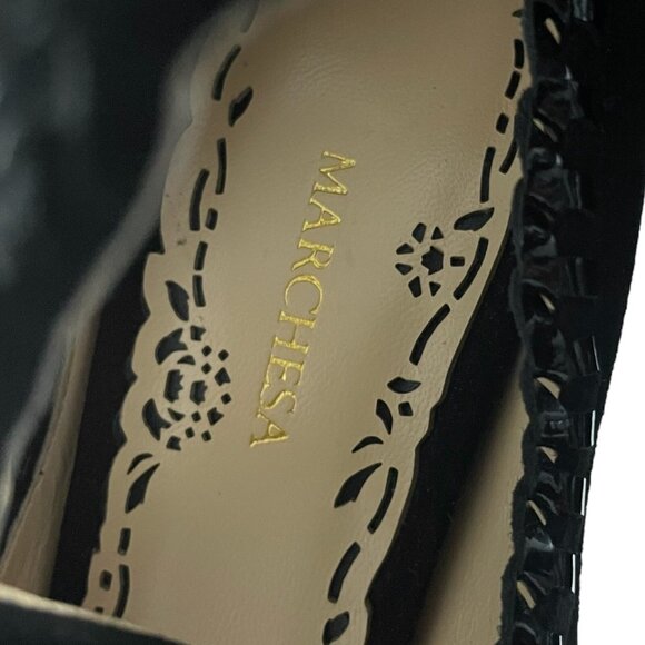 Marchesa Womens Heels Size 39 Suede Leather Criss Cross Whipstitch Trim Straps - Picture 9 of 11